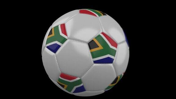 带有南非国旗的足球慢动作模糊带有alpha频道的4k镜头