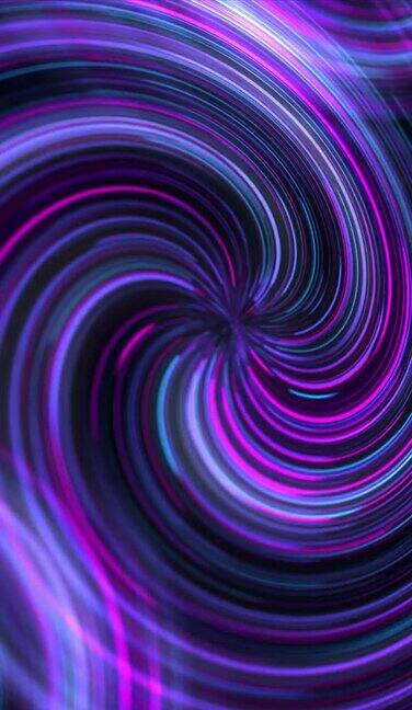 明亮的紫外线运动背景一行一行形成霓虹灯螺旋动画垂直视频