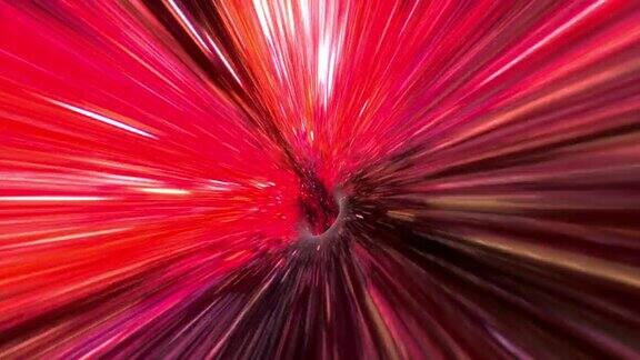 抽象循环暗红色超空间速度曲速隧道动画4K3D艺术无限循环科幻粉色超空间漩涡隧道太空旅行飞行在肮脏的红色虫洞黑暗的隧道