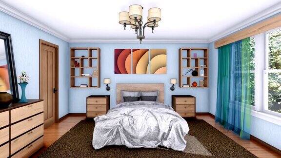现代卧室室内设计3D动画