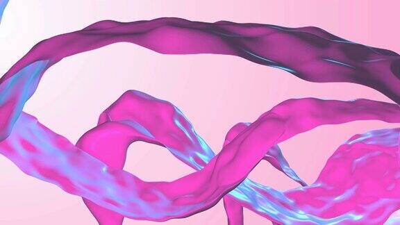 抽象的粉色和蓝色粉彩液体波动画无缝循环