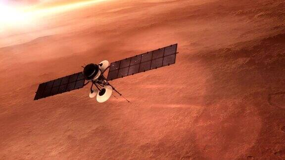 红色火星表面的卫星