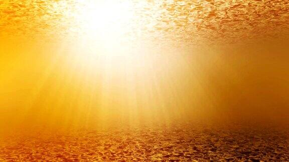 水下波浪背景与阳光射线束超高清4k