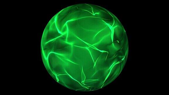 绿色发光的能量球在透明的背景