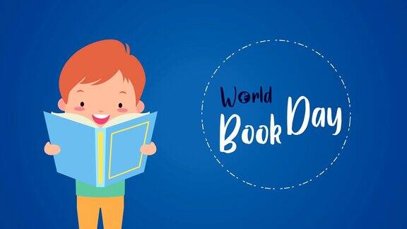 世界读书日庆祝与小男孩阅读