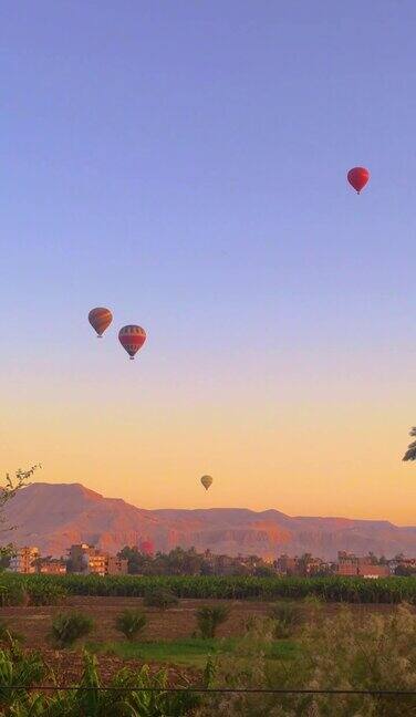 热气球漂浮在国王谷上空