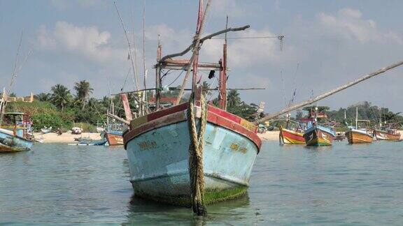 斯里兰卡渔船海洋慢镜头4k