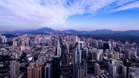 全景建筑和交通白天时间流逝