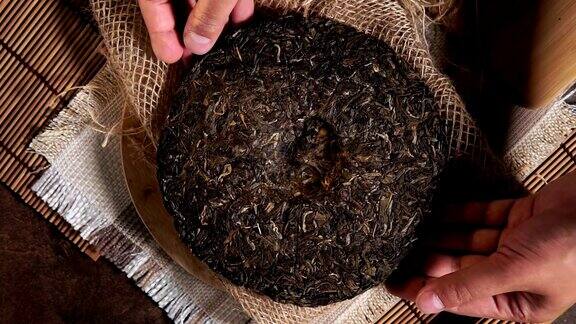 沈普洱茶中国传统茶乡村风格俯视图平铺