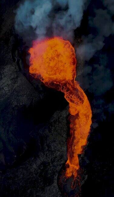 冰岛fagradalsjall火山喷发岩浆喷泉鸟瞰图