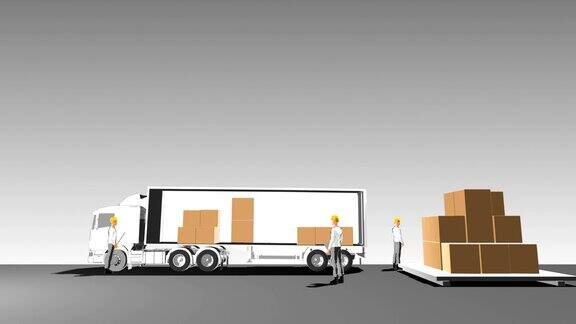 卡车自动送货装货物联网卡通风格的侧视图
