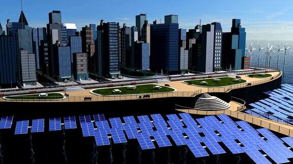 数字概念和清洁电力的生态系统城市