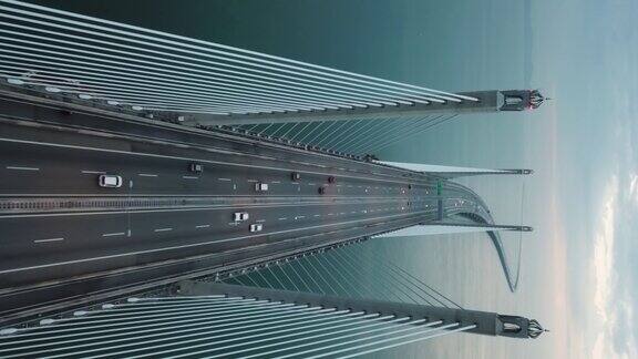 槟城第二大桥的垂直航拍影像