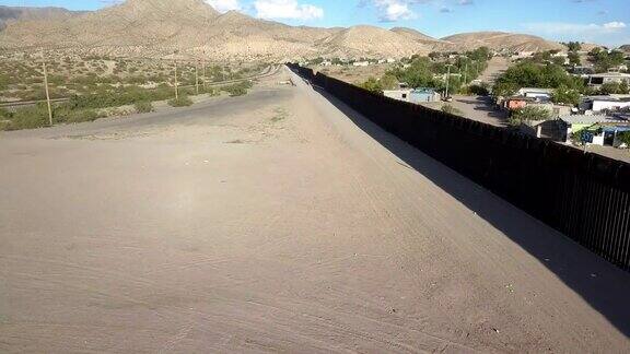 新墨西哥和奇瓦瓦之间的美墨边境墙的空中剪辑