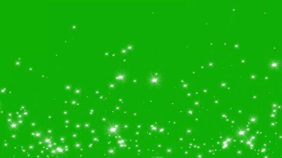 上升闪光粒子运动图形与绿色屏幕背景
