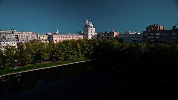 莫斯科城市和办公商业大楼的鸟瞰图