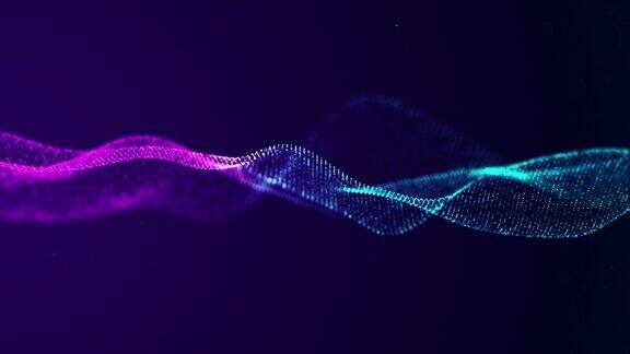 摘要数字波点粒子紫色和蓝色背景