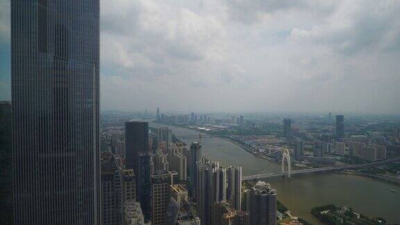 白天时间广州市区市景俯视图全景4k中国