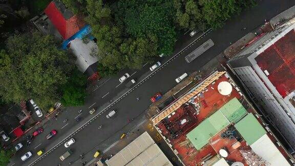 班加罗尔城市交通公园街道空中全景4k印度