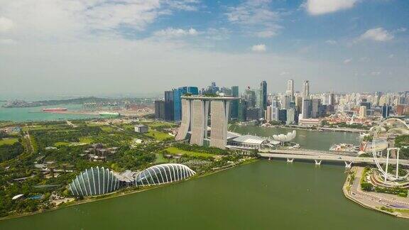 新加坡城市著名的花园滨海湾空中航拍