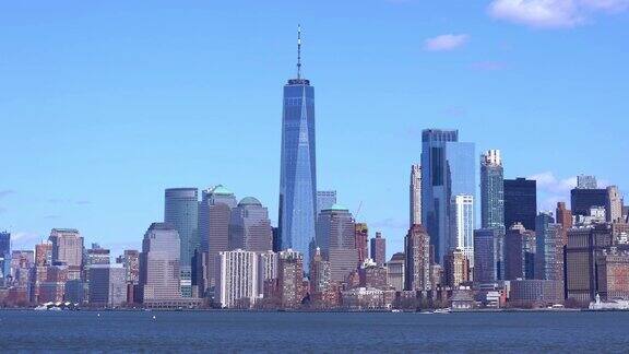 美国纽约曼哈顿下城全景旅游和交通理念