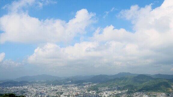 从稻田山看长崎市的风景