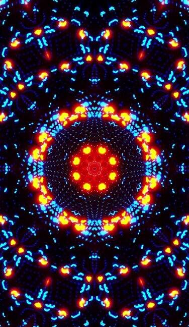 动画波移动结构的蓝色立方体与眩光和光辉垂直循环万花筒视频
