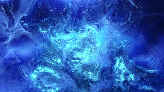 油漆爆炸覆盖亮蓝色烟雾运动