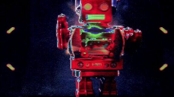 数字动画攻击红色机器人向你走来