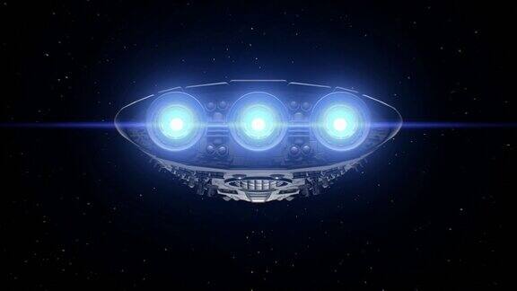 外星飞船明亮的引擎闪烁3d动画