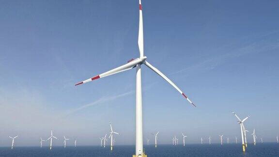 一个海上风电场的空中风力涡轮机