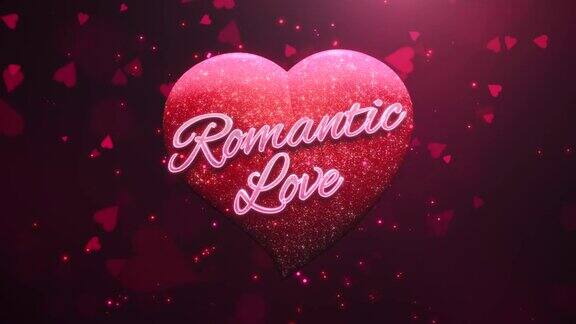 浪漫的爱情与苍蝇红色闪光和大的心在红色的背景