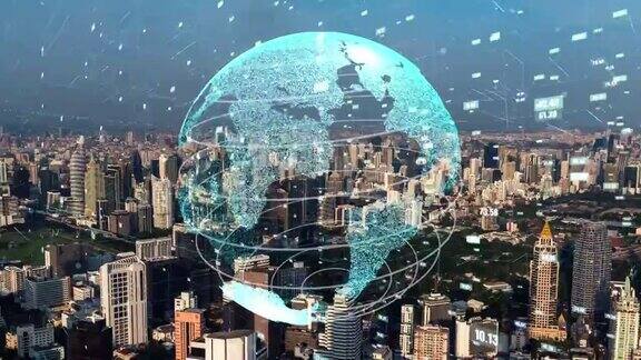 智慧城市的全球互联和互联网网络现代化动画