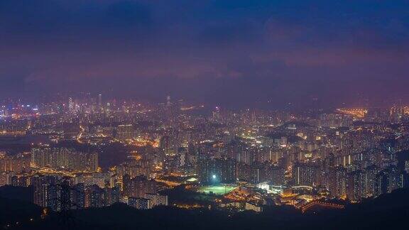 4K时间流逝:香港城市的高层摩天大楼现代都市夜间商业区背景