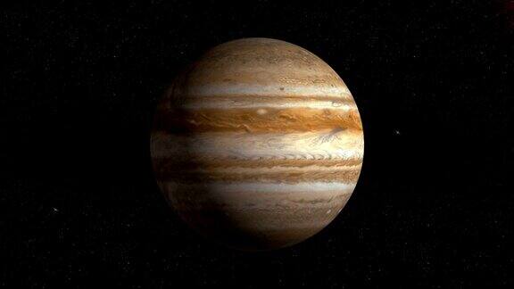 木星行星在外太空在自己的轨道上旋转循环