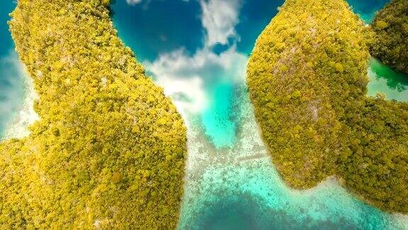 鸟瞰图热带泻湖大海海滩热带岛屿Siargao、菲律宾