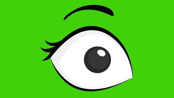 循环动画的一个女性的眼睛说明在黑色和白色闪烁