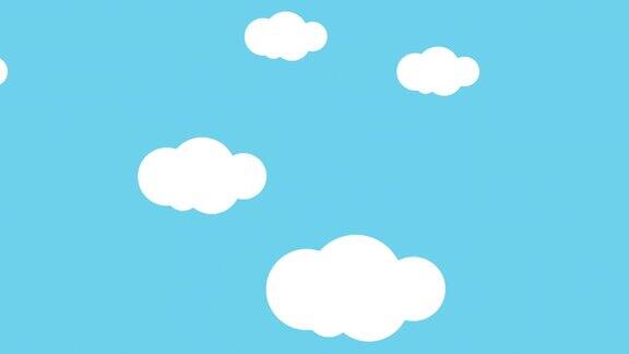 水平移动动画简单的天空和云插图(无缝循环)