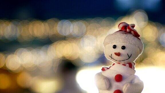 城中雪人圣诞夜圣诞灯