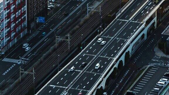 日本横滨的交通和城市景观的时间流逝