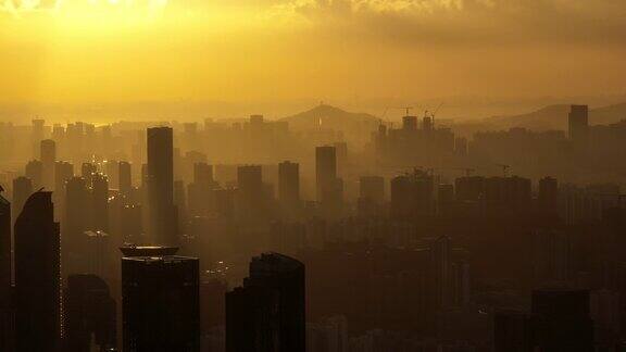 中国深圳城市景观的航拍镜头