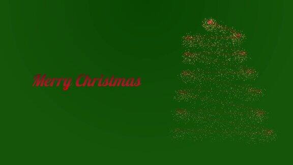 绿色背景圣诞快乐星空圣诞树4K库存视频