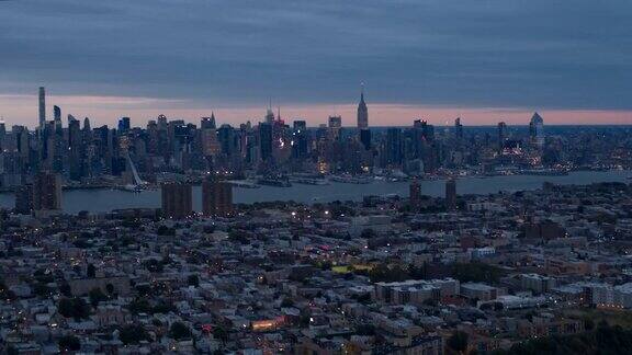 纽约新泽西城市夜景航拍