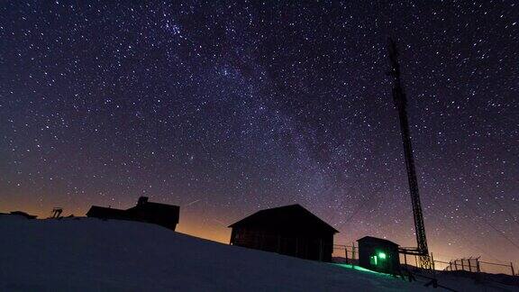 喀尔巴阡山脉的黄昏和星星