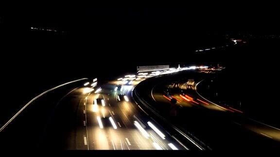 德国高速公路夜间延时拍摄
