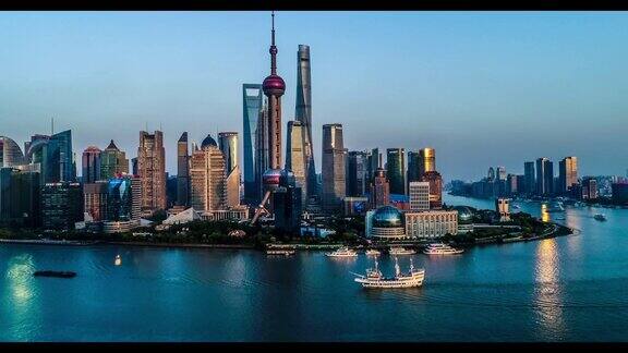 中国上海市区的航拍