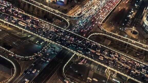 北京交通高峰时刻与道路交叉口鸟瞰图
