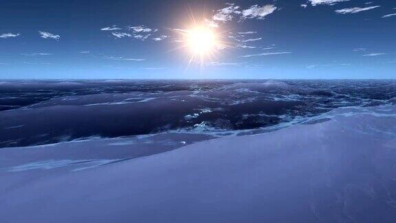 日落的3d动画海景