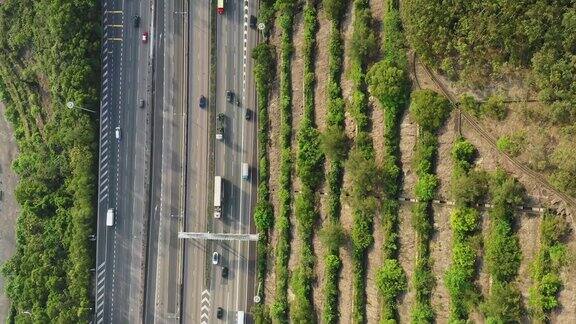 香港市区公路鸟瞰图天桥