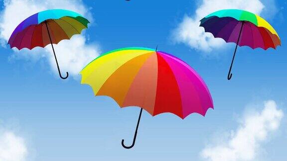 伞在空中飞行动画3d插图渲染